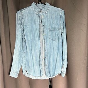 Women's Light Blue Button-Down Denim Shirt